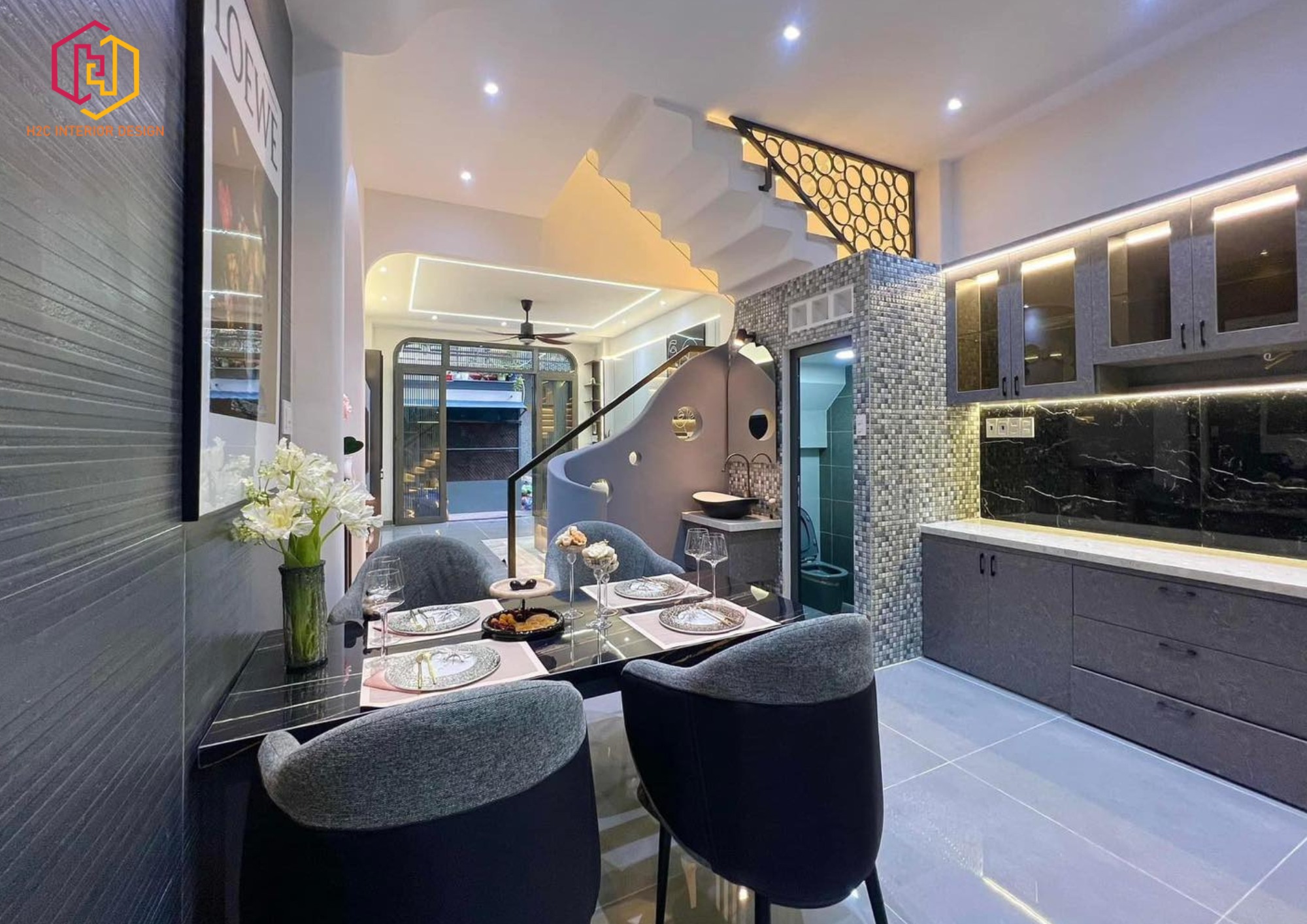 thiết kế nội thất hiện đại, thiết kế nội thất tối giản, nội thất hiện đại sang trọng, H2C INTERIOR DESIGN, Nội Thất H2C, Xây dựng H2C